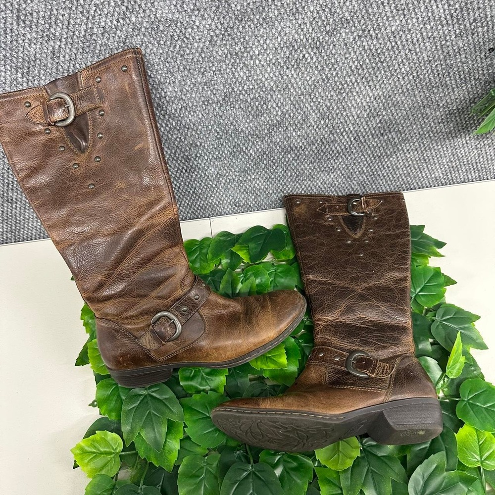 b.o.c. Born Distressed Brown Leather Studded Tall Riding Boots
